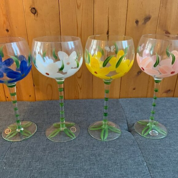 Abbott Hand Painted Wine Glasses, Set of 4 - Picture 1 of 1